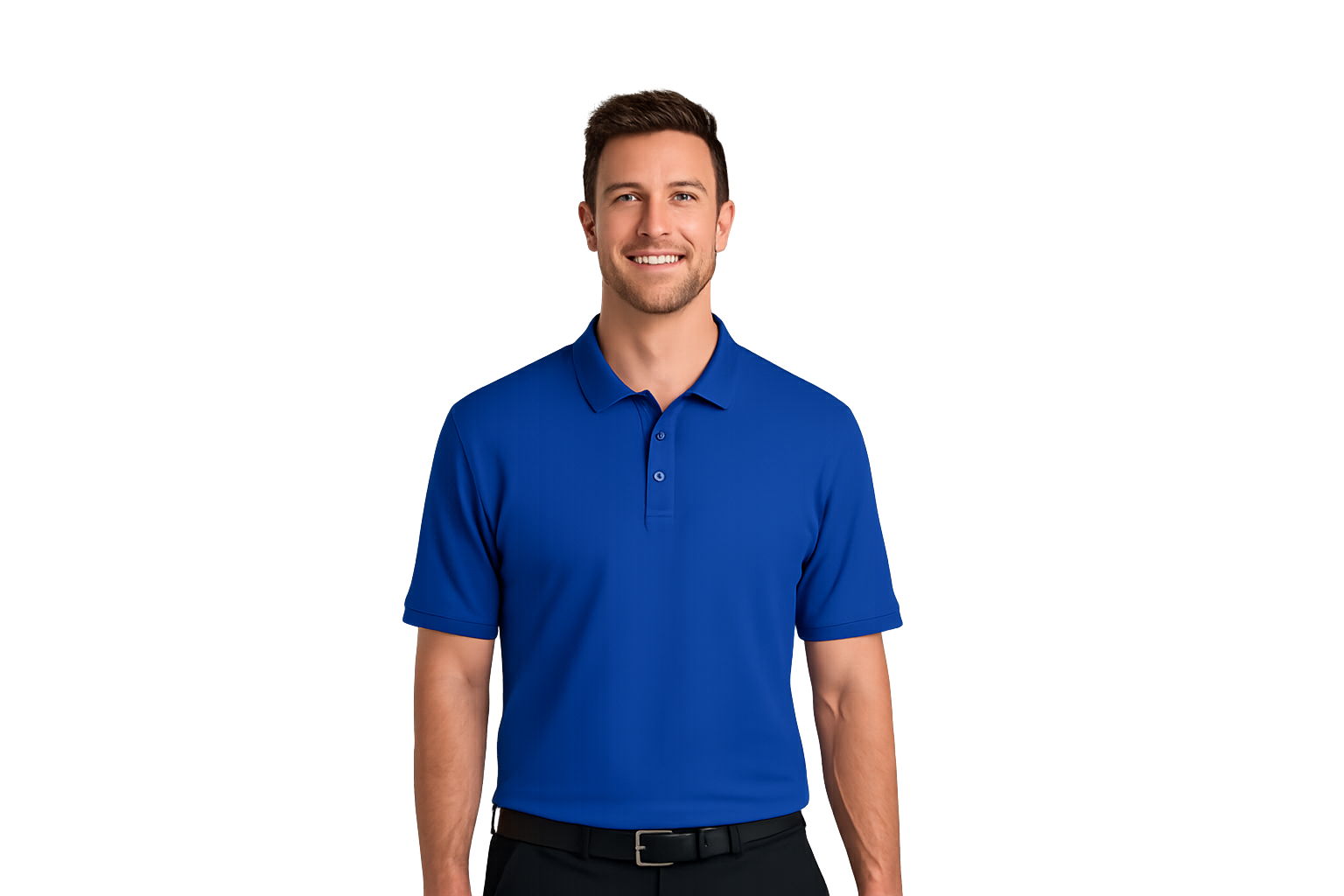 Blue embroidered polo shirt for business uniforms by Valle Branding