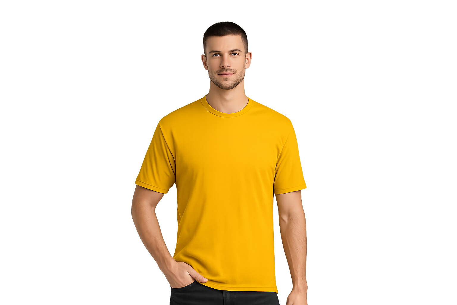 Custom printed yellow t-shirt with front and back design by Valle Branding